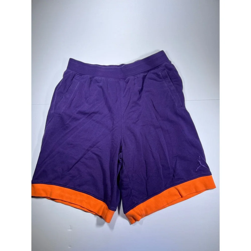 Jordan Basketball Shorts Mens 3XL Purple Orange French Terry Jumpman Athletic